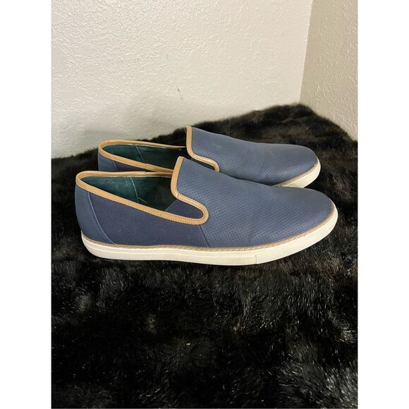 Todd Welsh loafers shoes leather navy slip on 11 11d - Picture 1 of 5